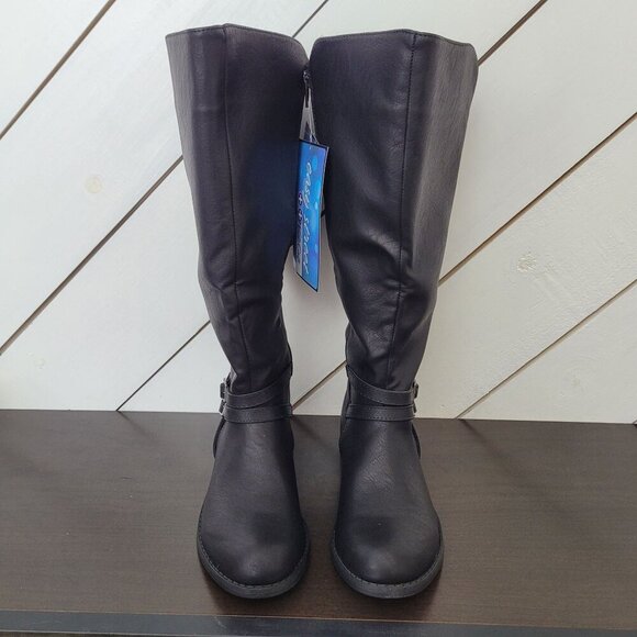 NEW Easy Street Baby Plus Plus Womens Size 7.5 Wide Calf Black Riding Boots 5CT - Picture 3 of 10